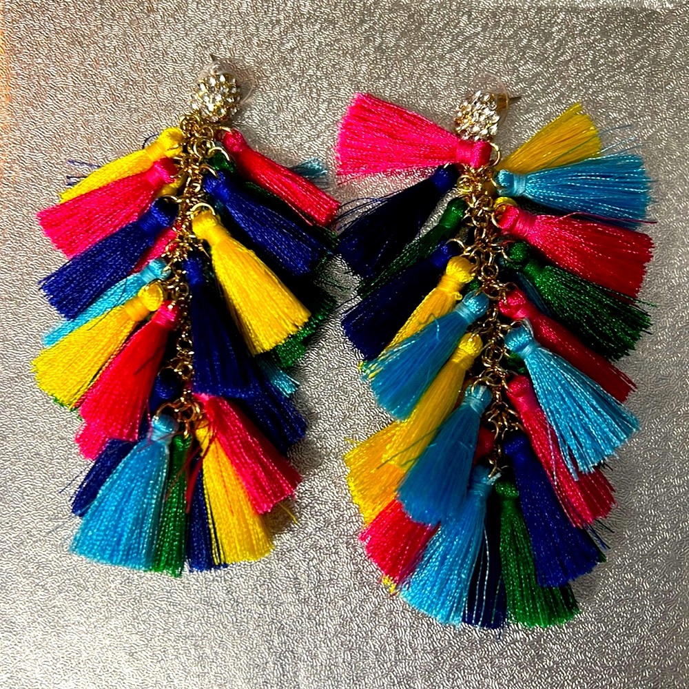 Colorful Tassel Statement Earrings